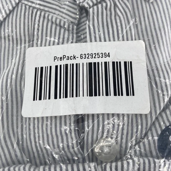 Abercrombie & Fitch Women's White Gray Striped Long Sleeve Button-Up Shirt Sz S - Picture 8 of 8
